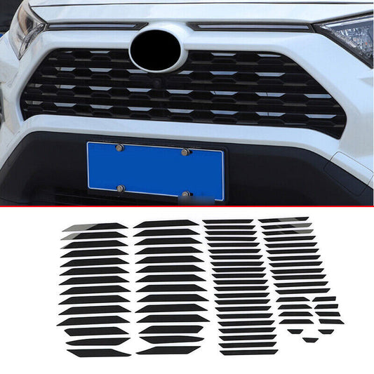 Black Front Center Mesh Grille Grill Decals Trim Fit for Toyota RAV4 2019-2022