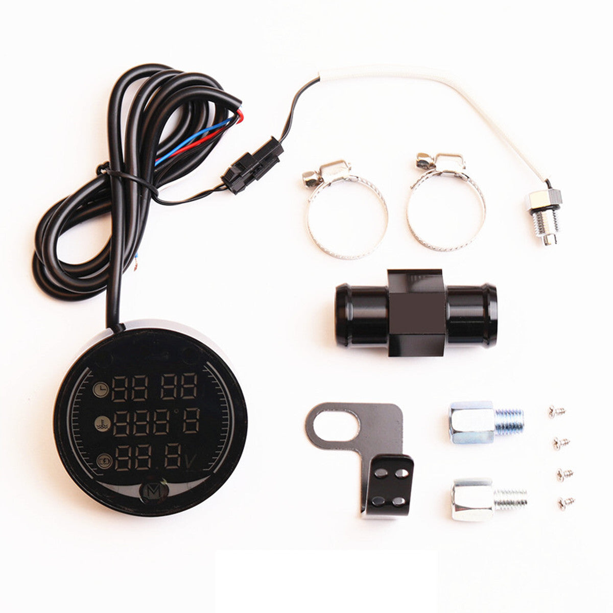 CNC Motorcycle Water Temp Adapter LED Display Counter Meter Voltage Gauge Sensor Q