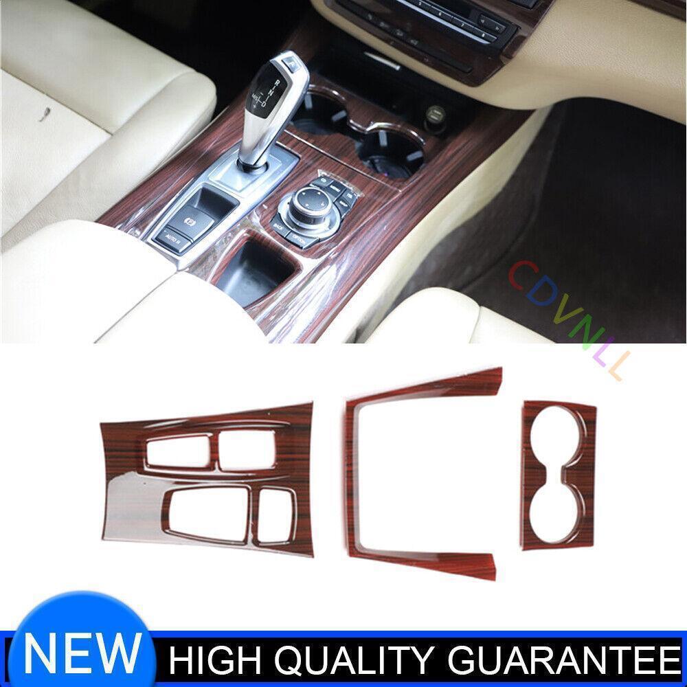 for BMW X5 2008-2013 Red Wood Grain Inner Gear Shift Water Cup Frame Cover Trim
