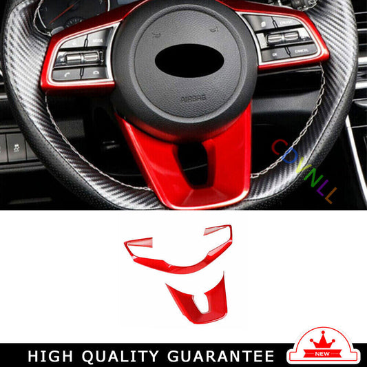 Car Steering Wheel Button Frame Cover Trim 2 for Kia Seltos 2020-22 Bright Red