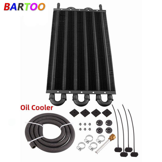 6 Rows Universal Aluminum Remote Transmission Oil Cool Radiator Converter Kit Q