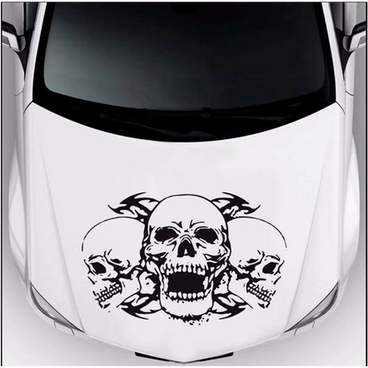 1x Black Triple Skull Graphics Vinyl Car Sticker Hood Decal Body Waterproof Hot n