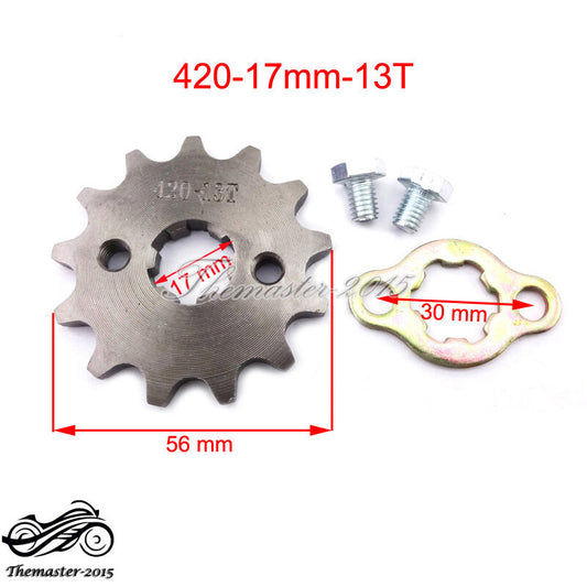 420 13T 17mm Front Engine Chain Sprocket 50 70 90 110 125cc ATV Pit Dirt Bike Q
