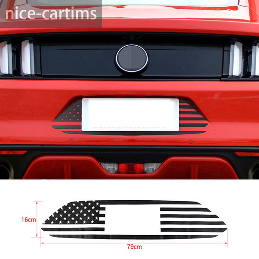 PVC Black US Flag Rear License Plate Decal Sticker Cover for Ford for Mustang 2015+