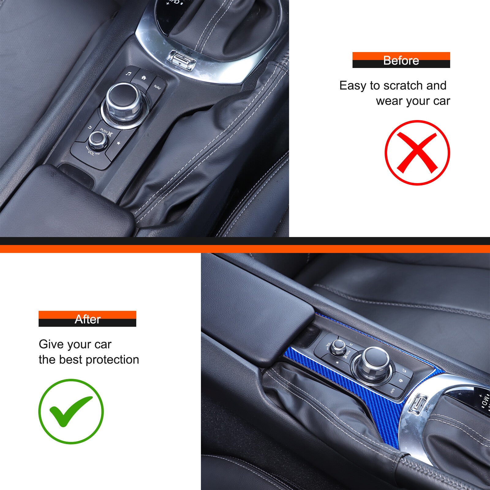 Blue central control multimedia cutter sticker for Mazda MX-5 Miata 2016-23 n