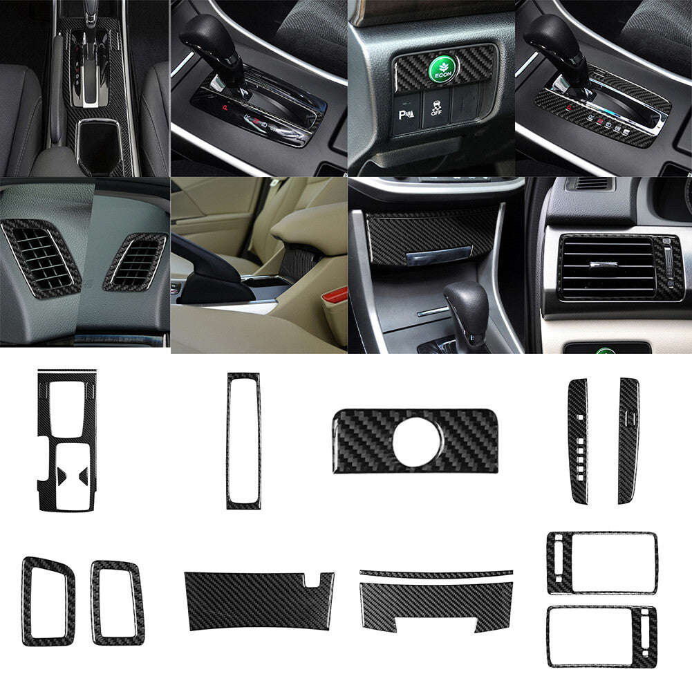Black Carbon Fiber Storage Box Strip Cover Trim For Explorer 2013-2019 v
