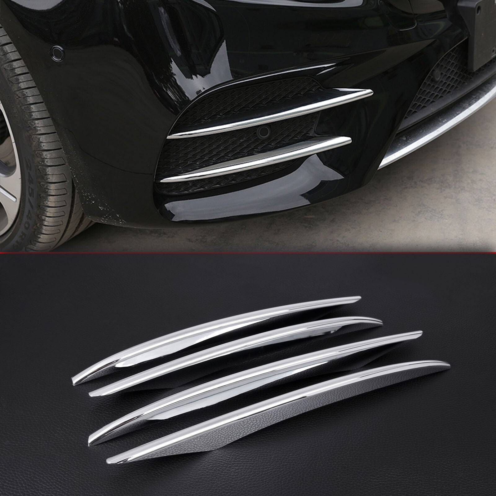 Chrome front fog light bezels and grille trim available for E-Class 2017-20 n