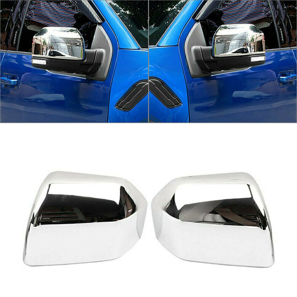 2x Chrome Rear View Mirror Cap Cover Trim Fit for Ford F150 F-150 2015-2019 2018 17