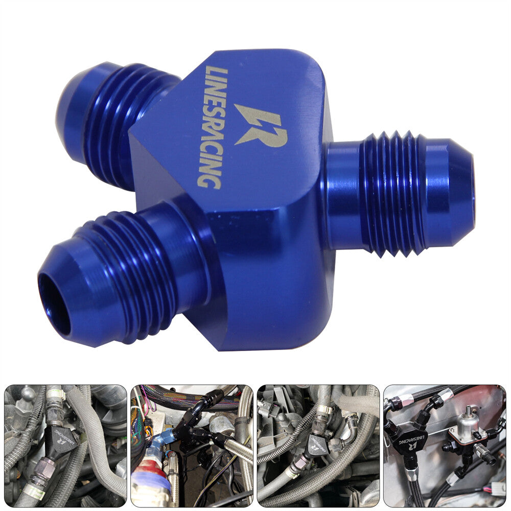 AN6 AN6 9/16-18UNF 3 Way Y Block Car Aluminum Fittings Adapter Universal Blue
