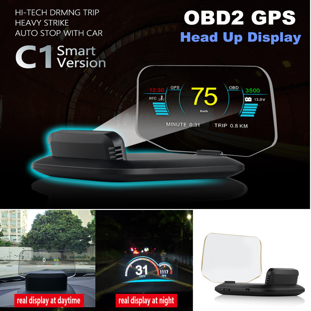 Car OBD2 GPS Head-Up Display Navigation HUD Windshield Projection Speedometer n