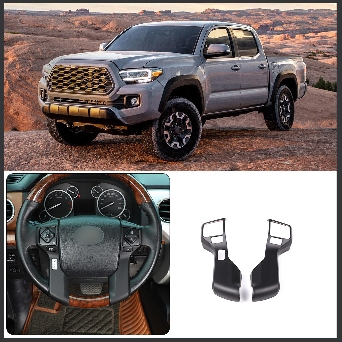 ABS Matte Black Exterior Tailgate Door Handle Trim Frame for Tundra 22-23- v