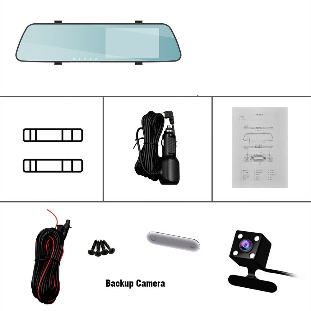 Car Rearview Mirror Video Recorder Camcorder Dash Camera Dual Len Registrator