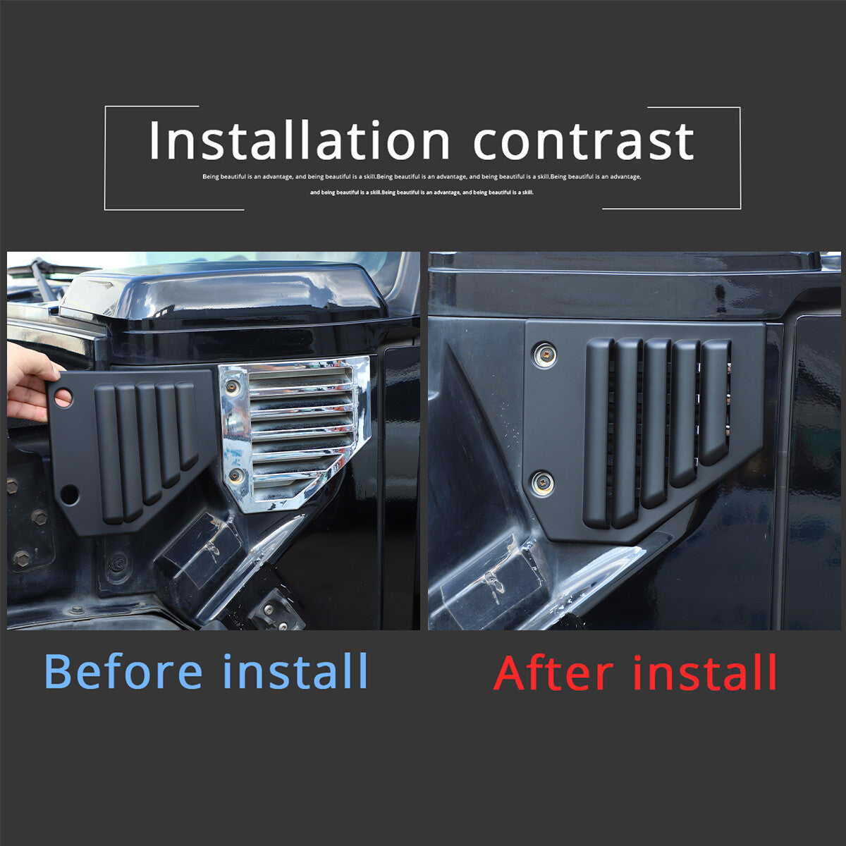 Matte black side vent cover air intake trim suitable for Hummer H2 2003-2009 - n