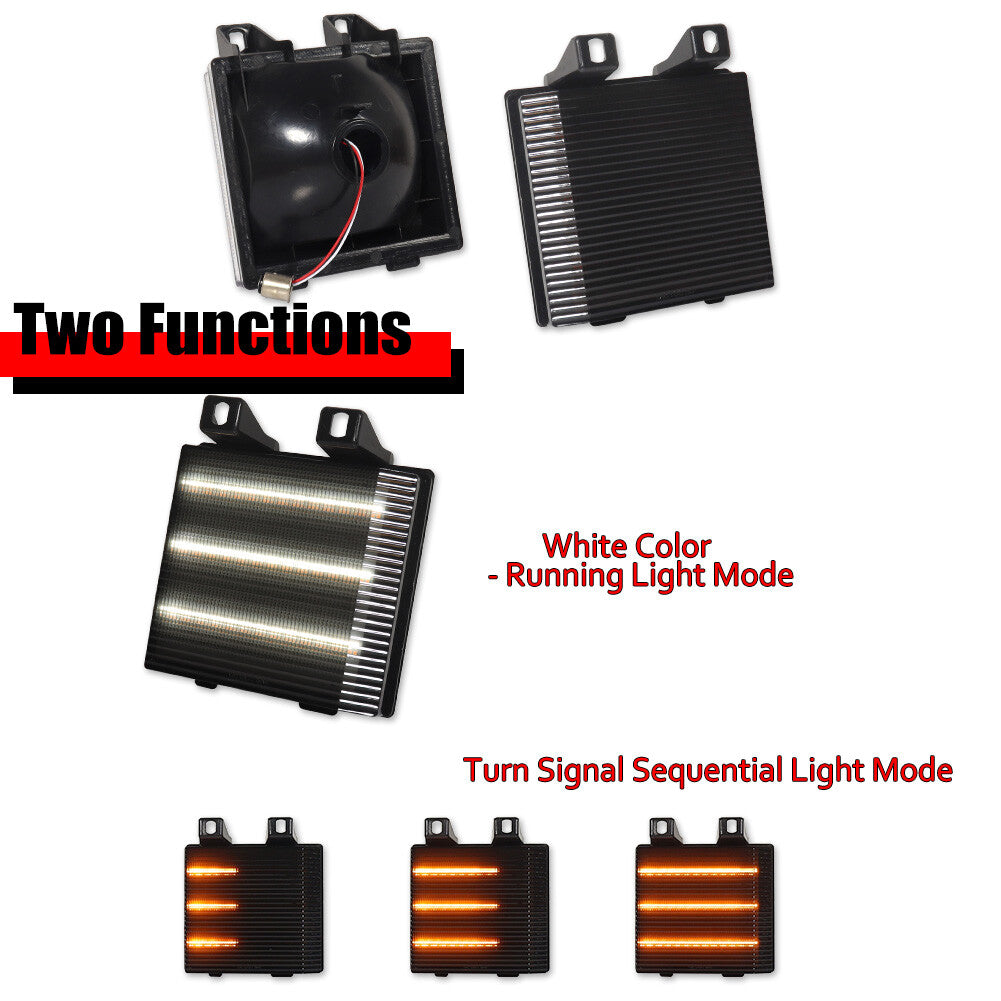 2 Pieces Smoke Lens Dynamic Amber and White DRL Signal Lights for for GMC Pickup Trucks - v