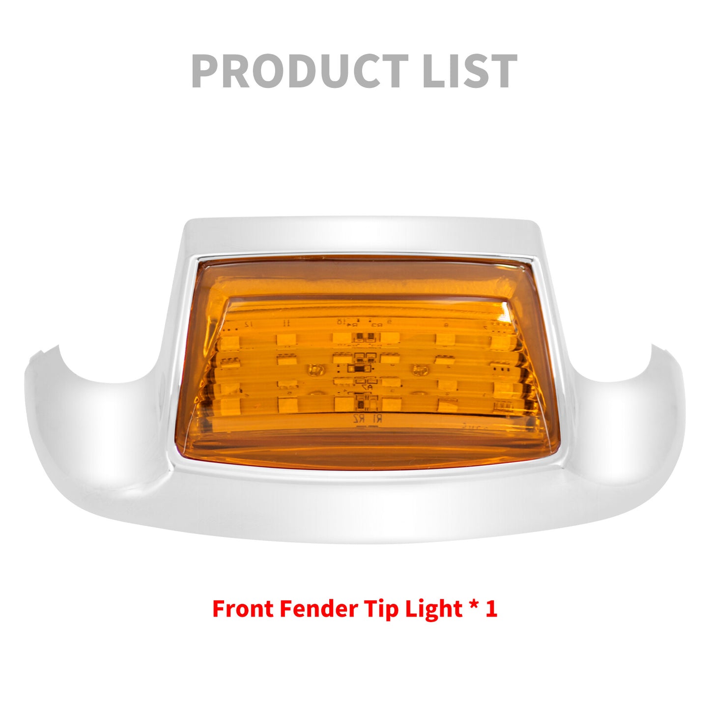 Front Fender w/ Amber Lens Tip LED Light for Harley Electra Road Glide Softail Q