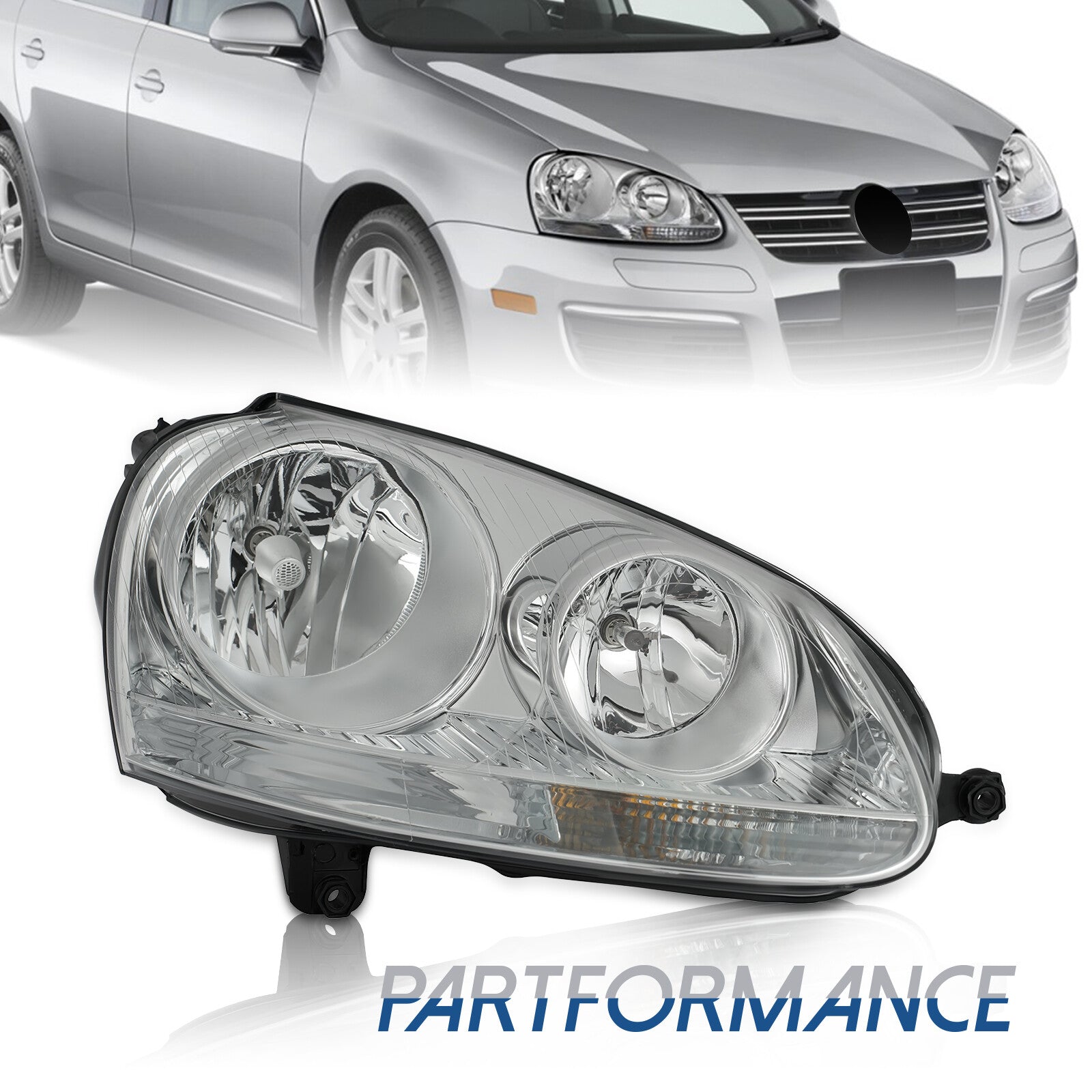 For 2006 - 2010 for VW for Jetta / Rabbit / GTI Headlight Right Side with Bulb - v