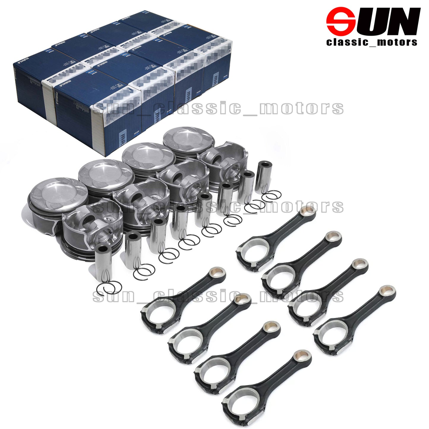 8-piece piston ring kit + RC rod for M278 CLS500 W166 W212 4.6T V8