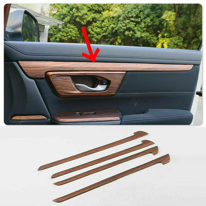 for Honda CR-V CRV 2017-2022 ABS Wood Grain Interior Door Panel Strip Cover 4pcs