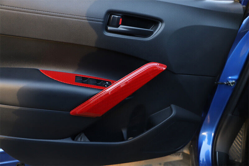 for Toyota for Corolla Cross 22-2024 2X Red Carbon Fiber Interior Door Armrest Strip