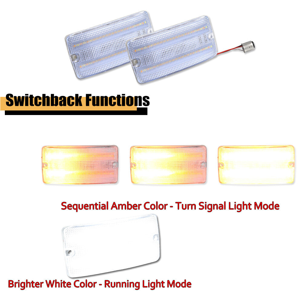 2 Pack Clear Front Grill Turn Signal DRL Light Set for for Mustang 1969 - 1977- v