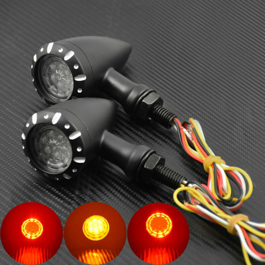 10mm Black LED Brake Blinker Light Turn Signal Fit for Harley Cruiser Chopper Q