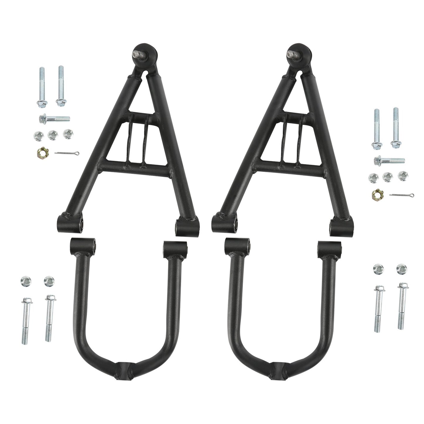 Upper/lower control arm front suspension arm component kit for four-wheeled bicycles, all-terrain vehicles, and go-karts