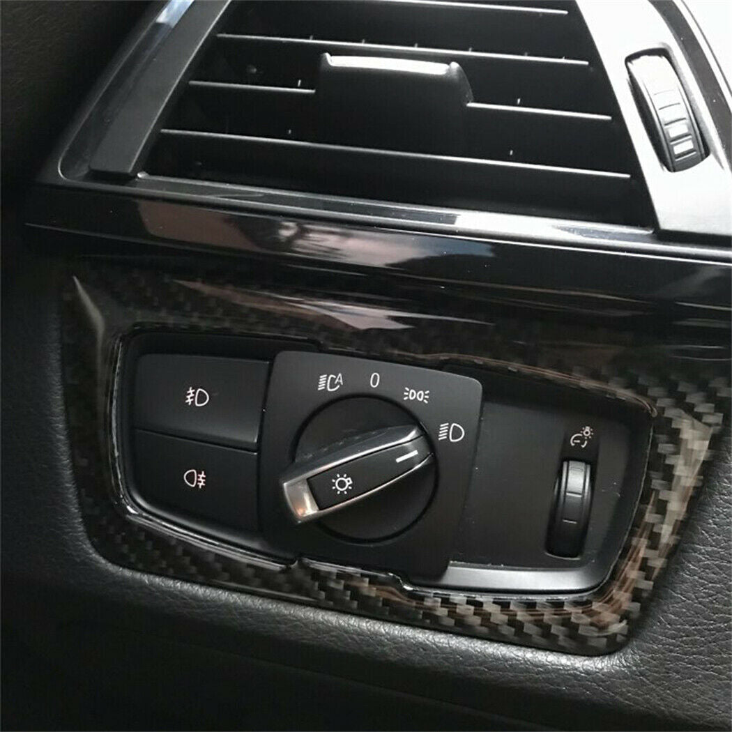 for BMW 3 Series f30 Carbon Fiber Interior Headlight Control Switch Trim Sticker