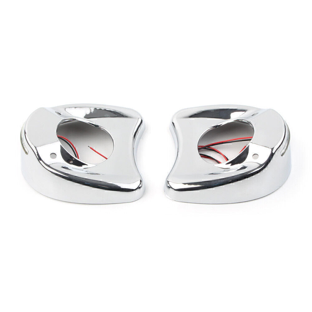 Chrome LED Cover Shell Fit Fairing Side Mirrors Fit for Harley Electra Glide 96-13 Q