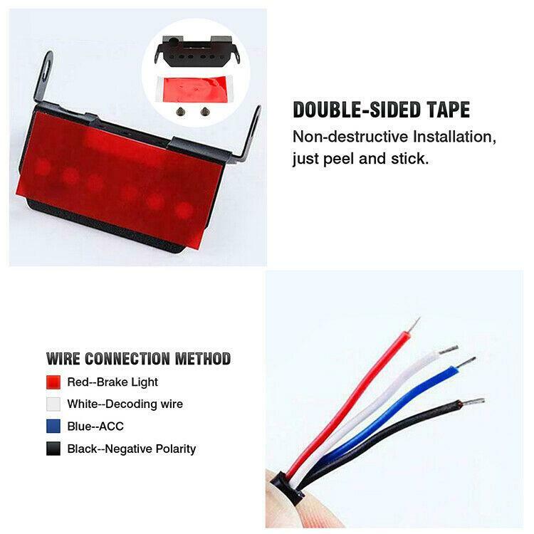 LED remote control car rear third brake light warning taillight ABS triangle red - n