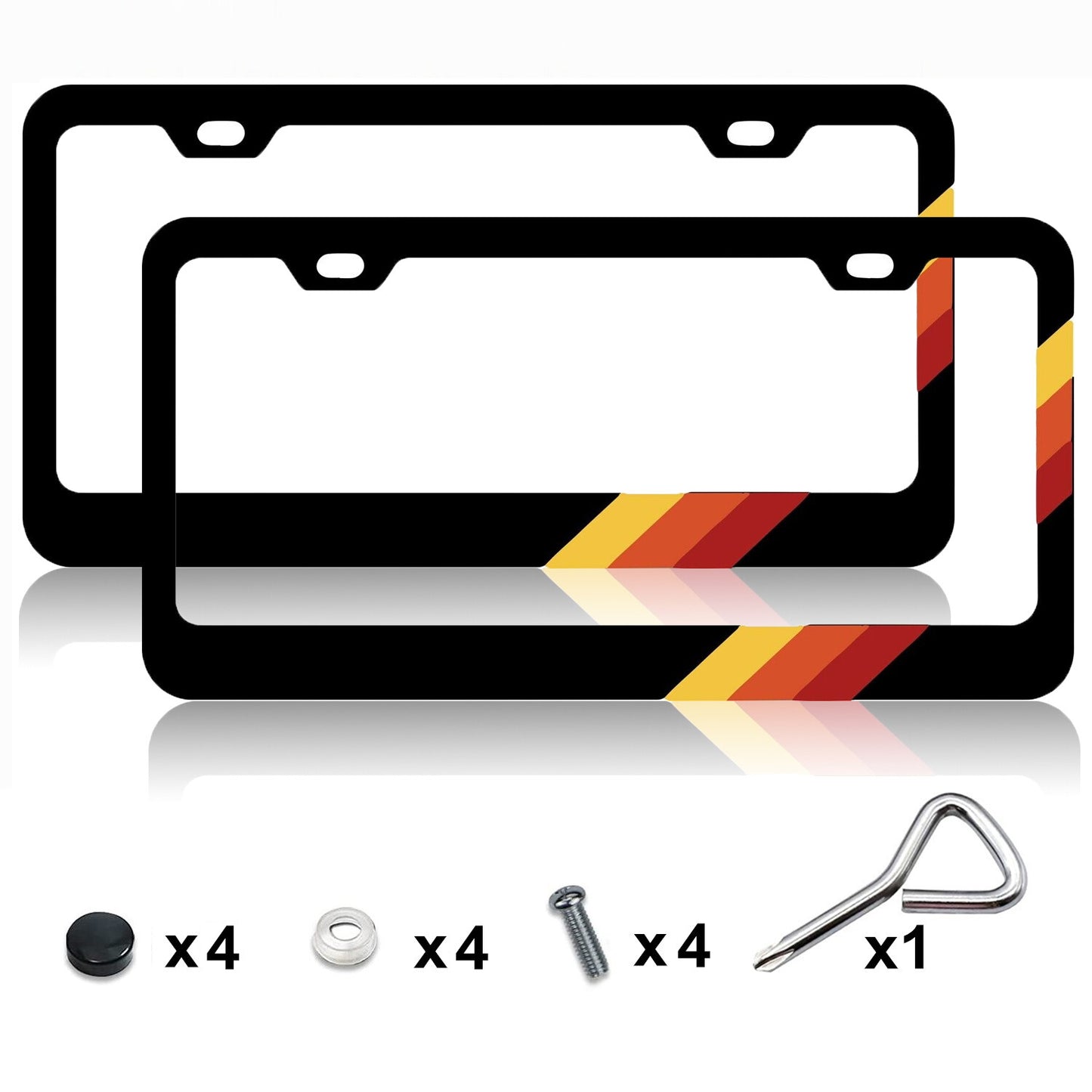 2-piece accessory set for yellow SUVs: license plate and frame metal protective cover. n