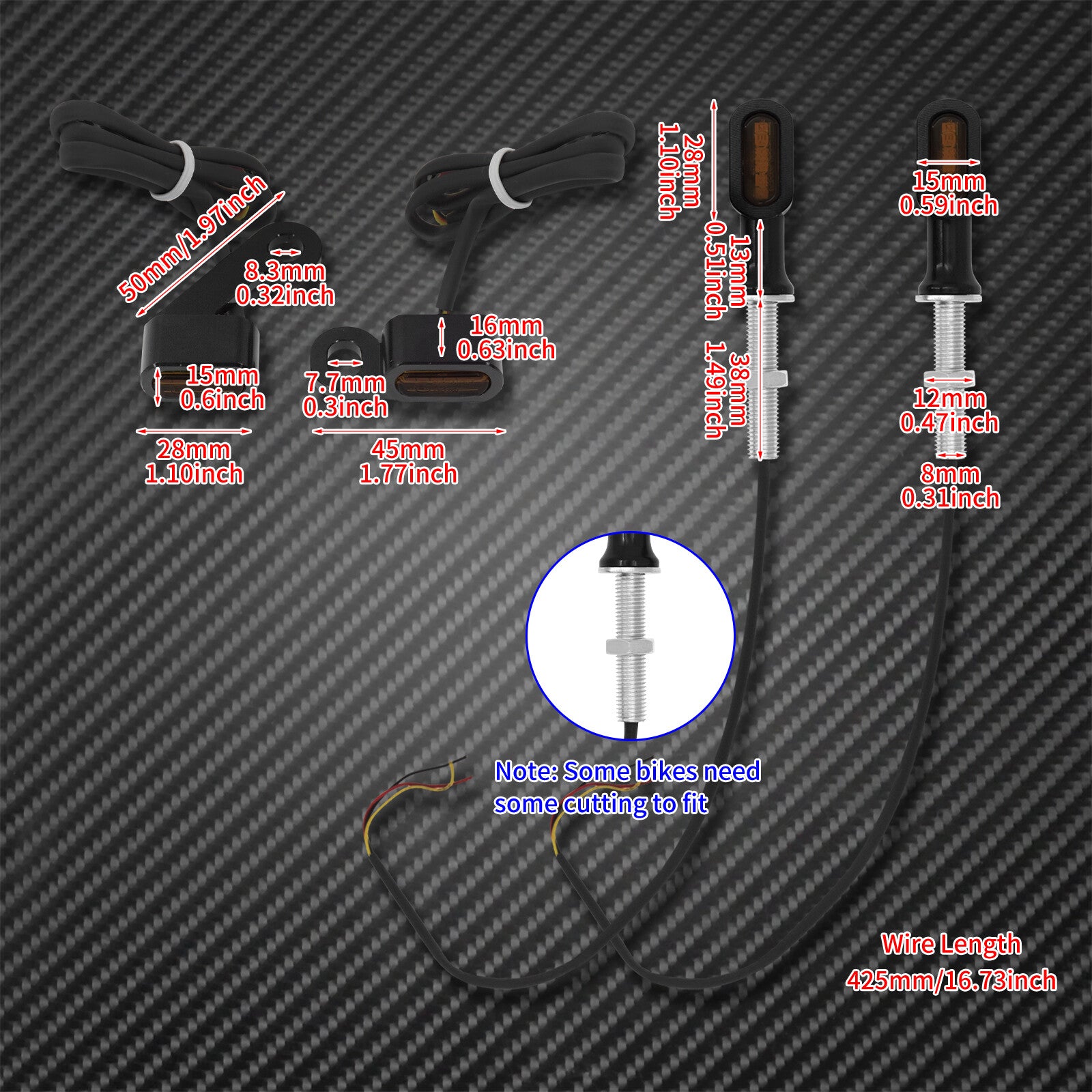 Front Rear Clutch for Mini Turn Signal Indicator Black Light Fit for Harley XL883 Q