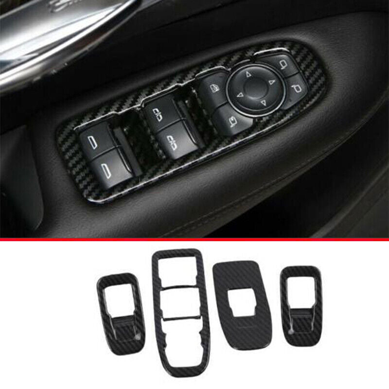 Carbon Fiber Look Window Lift Glass Control Panel Cover for Cadillac XT5 17-2024