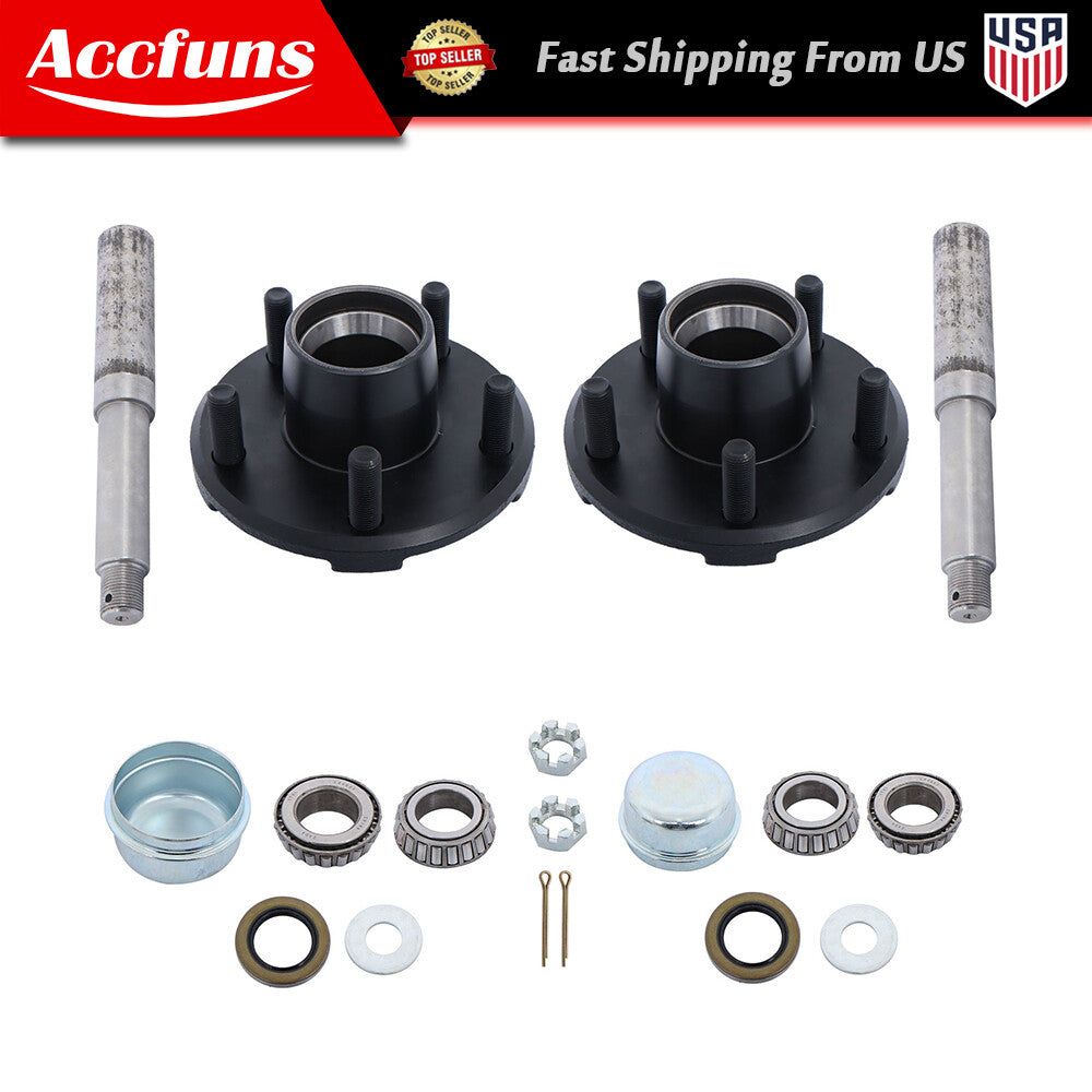 1-inch round BT8 spindle and 5 pairs of 4.5-inch trailer wheel hub kits with 2 sets of trailer bearing kits - n