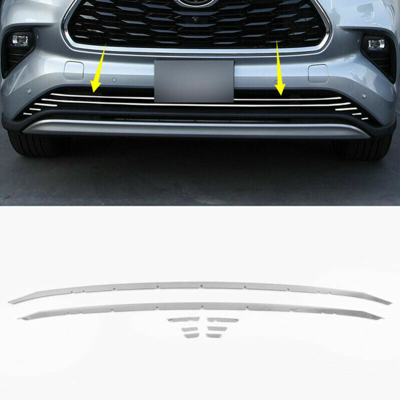 8X for Toyota Highlander 2020-2023 Silver Front Bumper Lower Grille Trim Strips