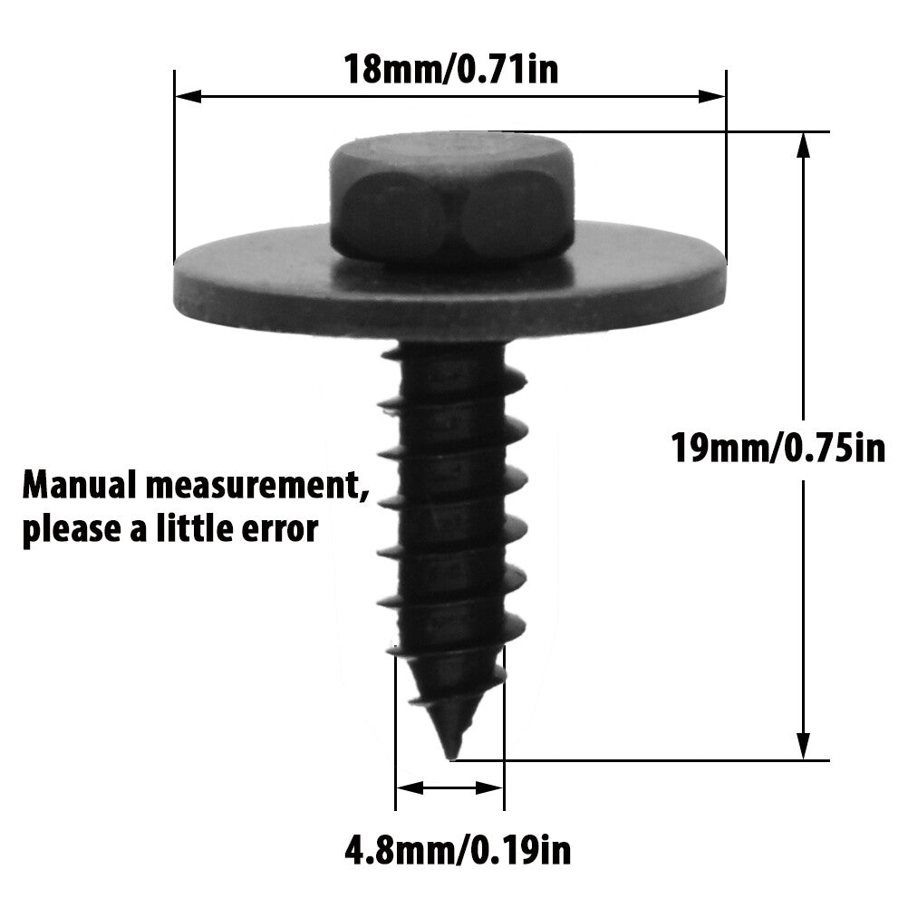 20 x screw body hex screw w/disc for Mercedes-Benz 4.8x19 mm
