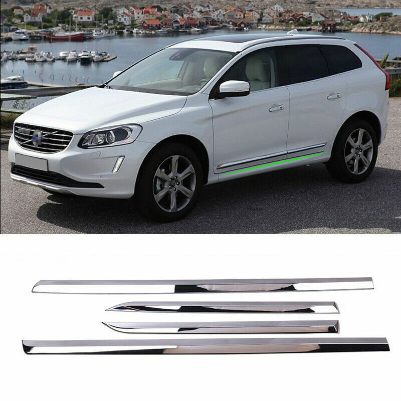2015-2016 Fits for Volvo XC60 Chrome ABS Body Side Door Molding Cover Trim 4PC B n