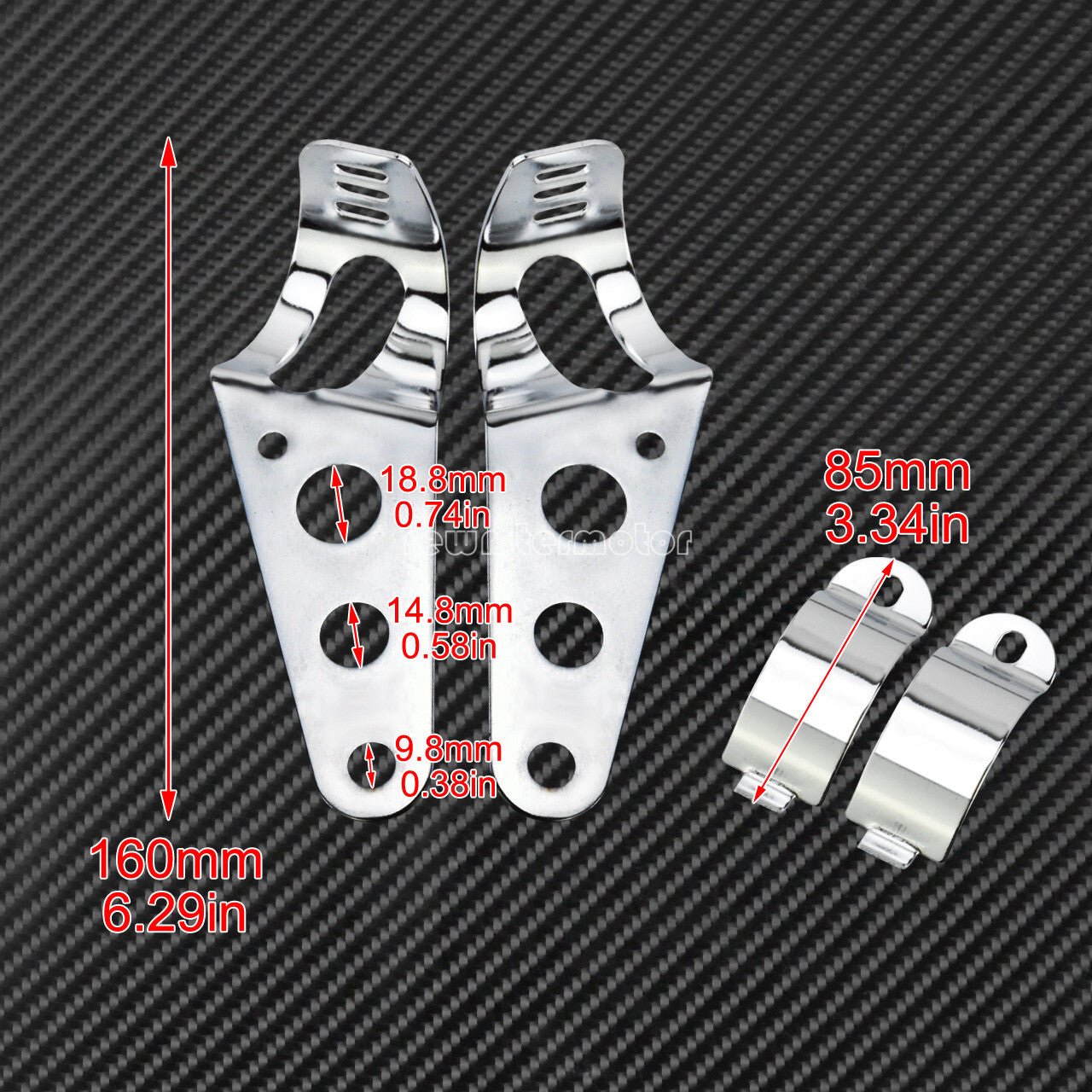 28mm-34mm Chrome Front Fork Ear Headlight Mount Brackets Motorcycle Chopper Cafe