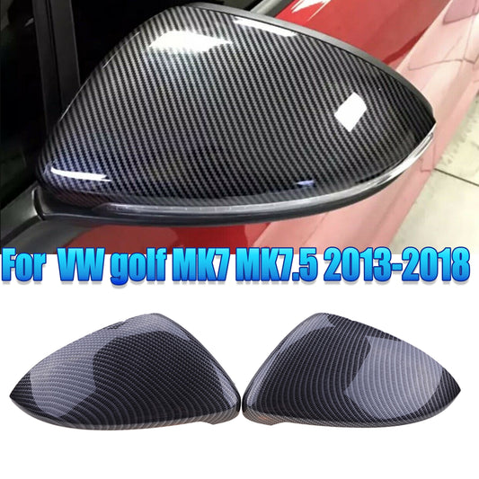 One pair of carbon fiber black replacement side mirror caps for for VW for Golf GTI MK7 AI- v