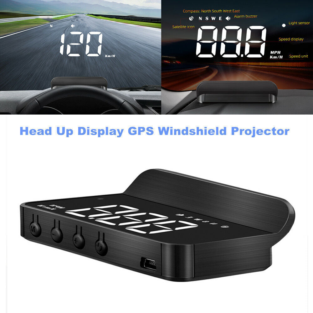 Car HUD Head-Up Display GPS Plug and Play Vehicle Speed (KM/H MPH) Overspeed Warning n