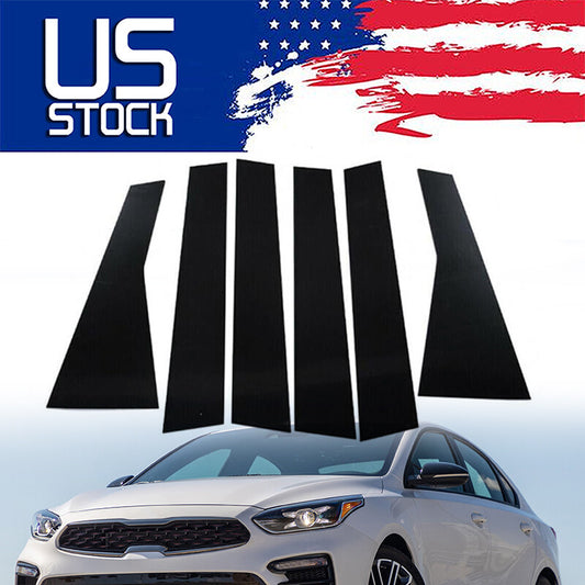 6-Piece 2019-2022 2023 for Kia Forte Gloss Black Column Window and Door Finishing -