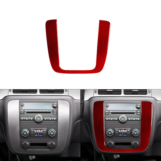 Red Carbon Fiber Radio Climate Control Trim For Silverado/tahoe/ for sierra 2007-2014