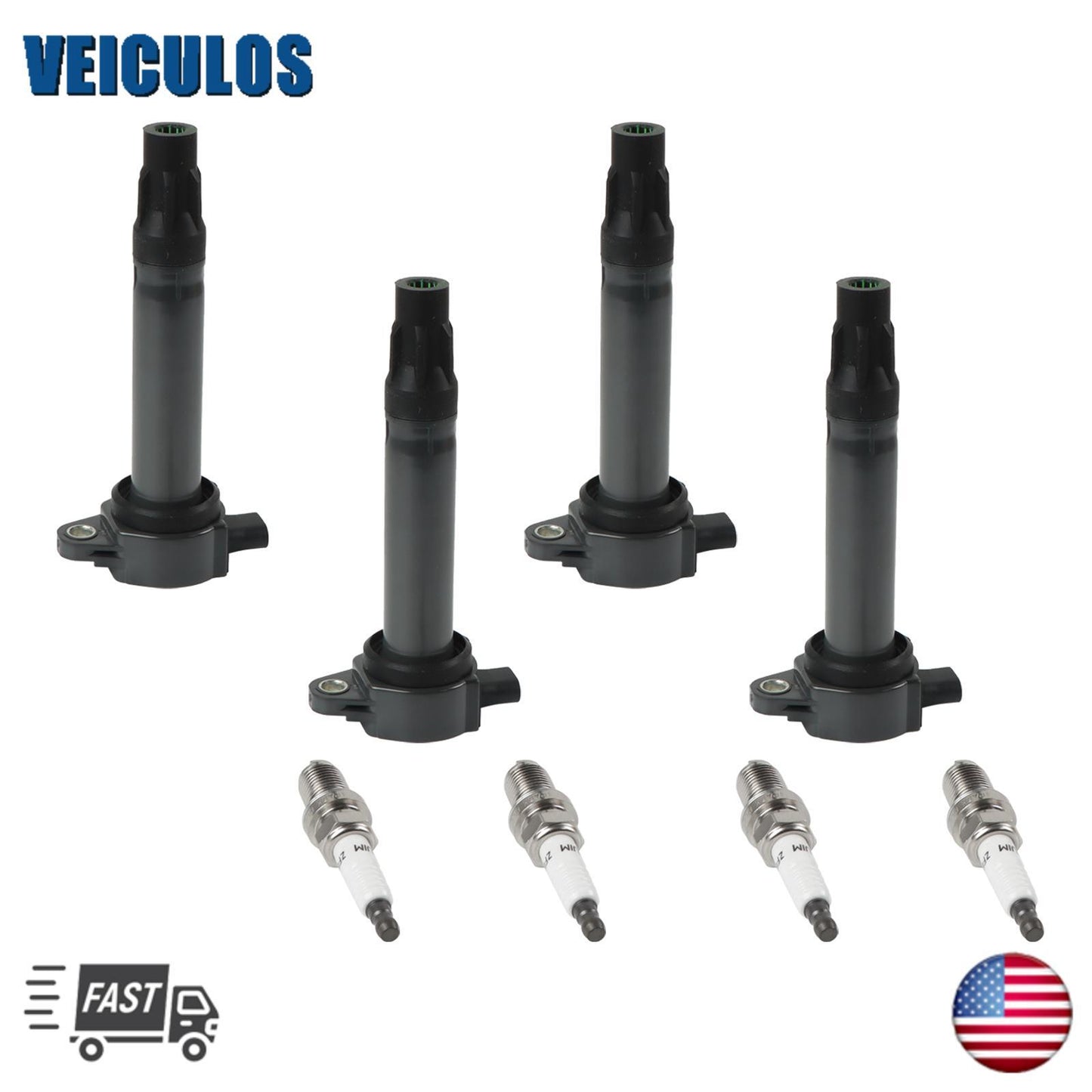 Pack of 4 Ignition Coils + 4 Spark Plug for 2009-2017 for Dodge Journey 2.4L UF557