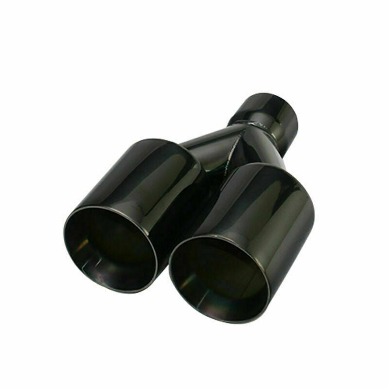 2'' ID 3'' OD Universal Double Wall Welding Dual Exhaust Muffler Tips Black Tip