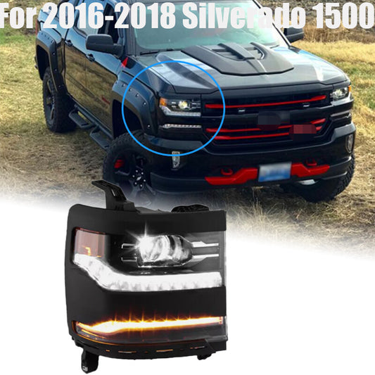Right Side For 2016-2018 Silverado 1500 Full LED DRL Primed Projector Headlight n