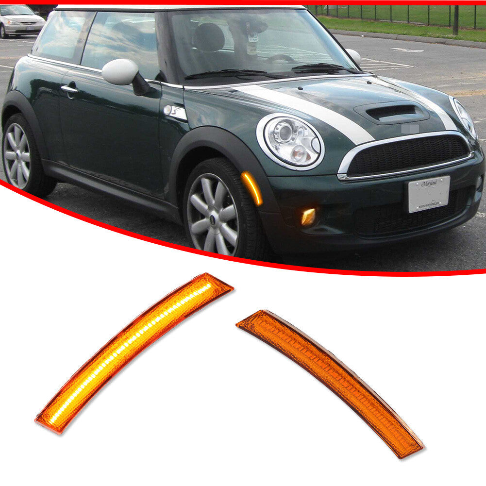 2 Pack Amber Yellow Front LED Side Marker Lights for Mini Cooper R50 R52 R53 02-08- v