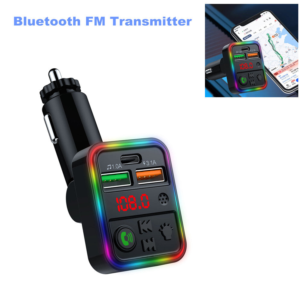 Bluetooth FM transmitter for car stereo audio player with dual USB charging adapter - n