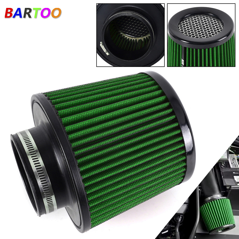 Green 3 76mm High Flow Inlet Cold Air Intake Cone Replacement Dry Air Filter Q