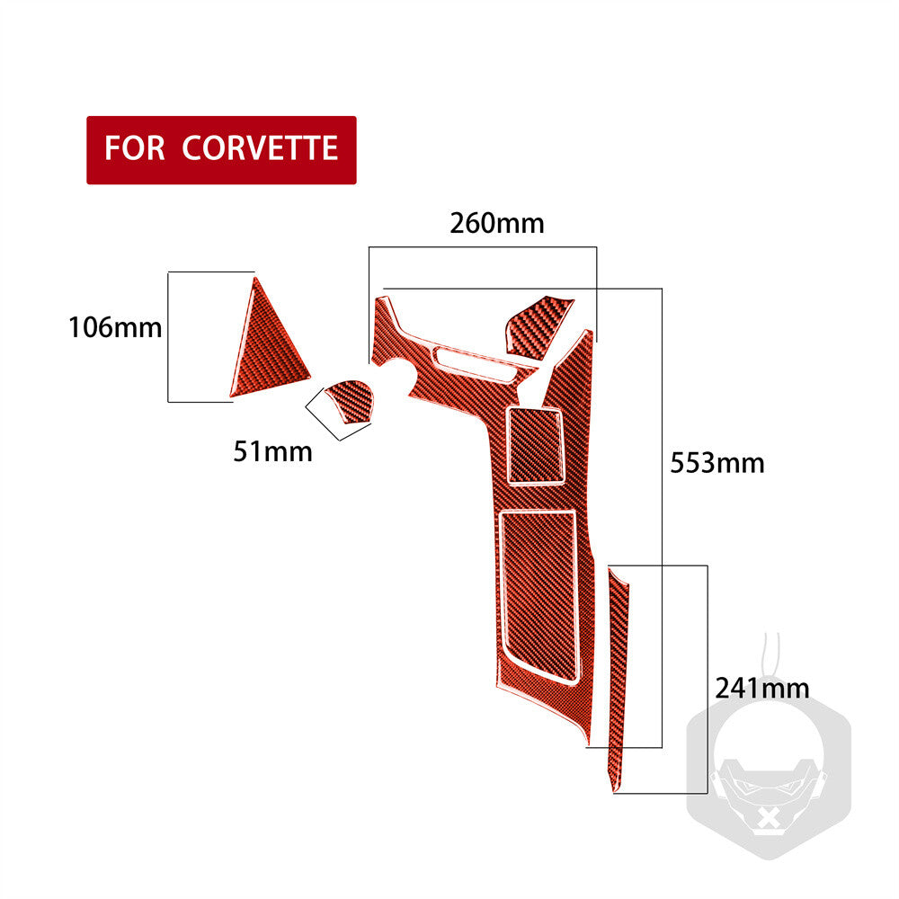 7¡ÁRed Carbon Gear Shift Cup Holder Panel Cover for Chevrolet for Corvette C7 2014-19