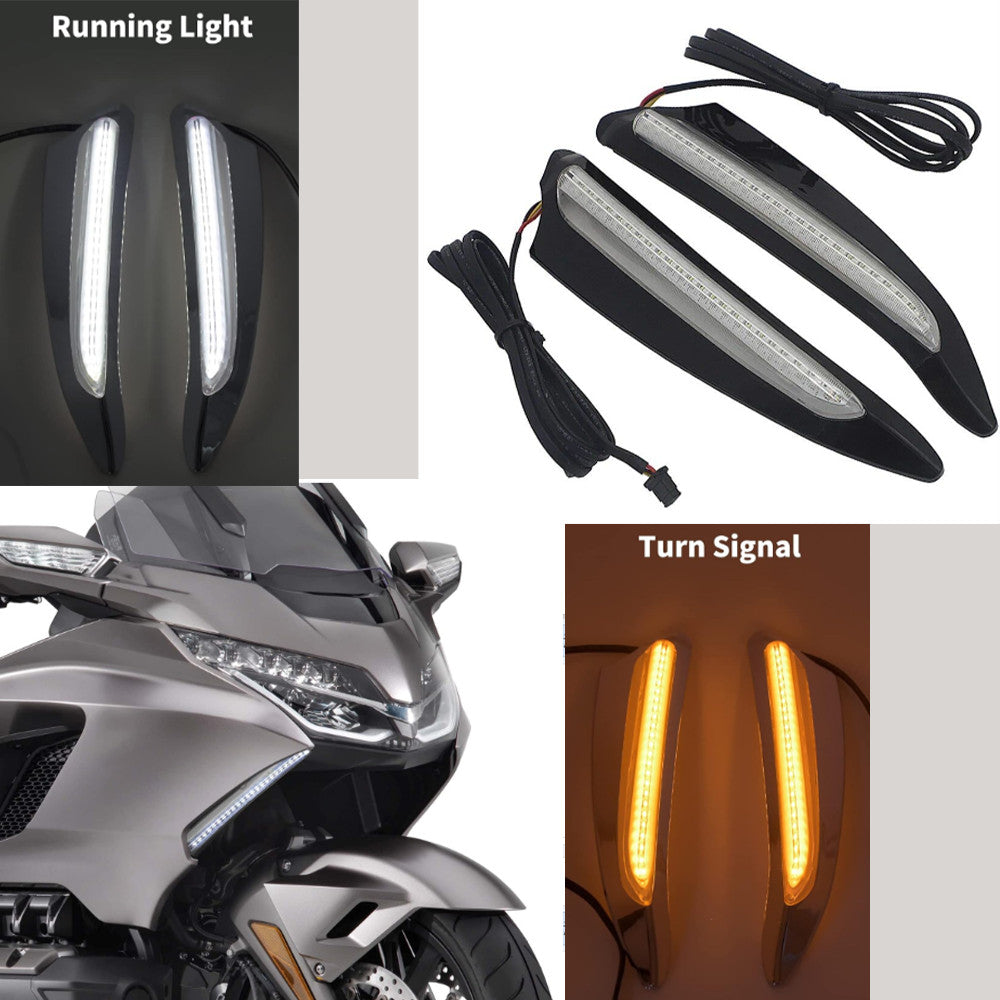 LED headlight vent trim for running on for Honda Goldwing GL1800 2018-Up in Black. n