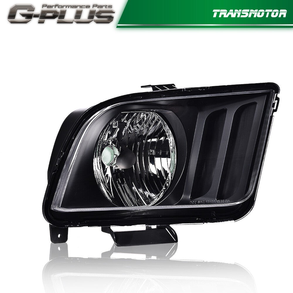 Fits 2005 - 2009 for MUSTANG Clear Lens Black House Headlight Right Hand - v